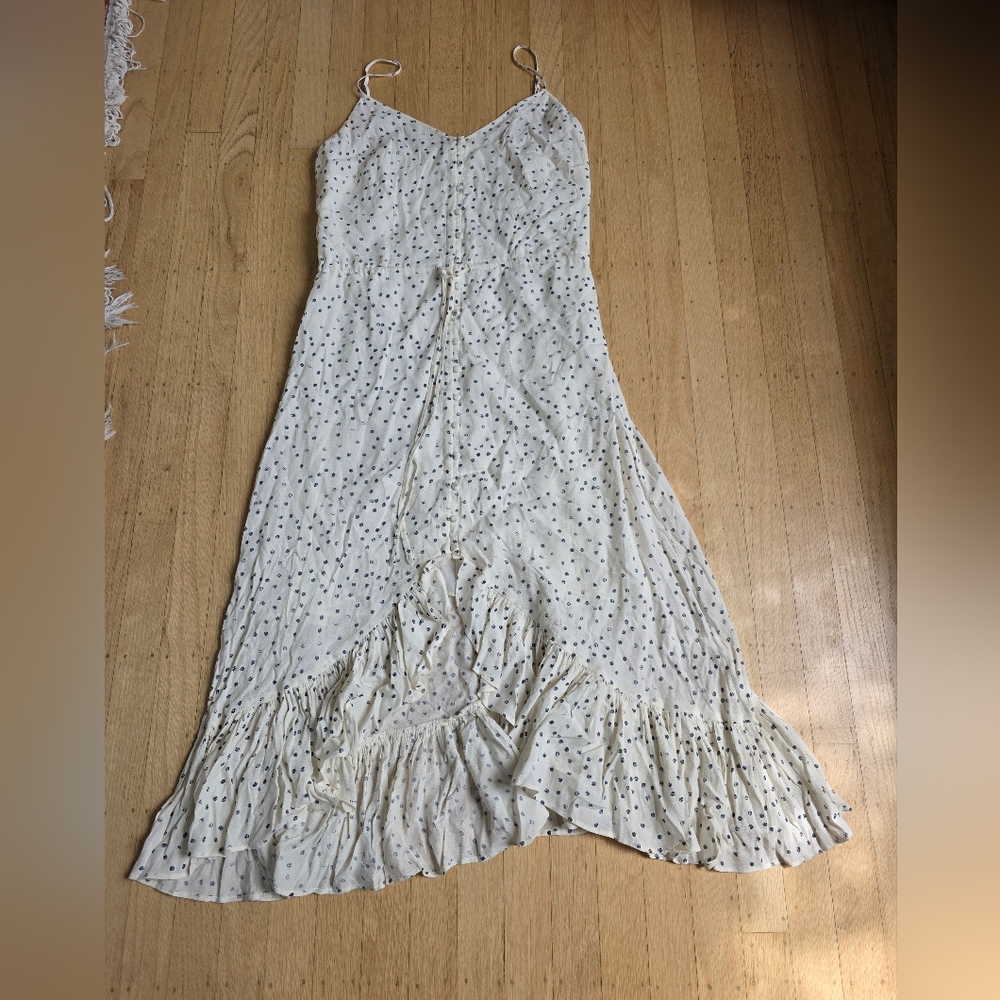 Rails Frida Ivory Speckled Ruffled Sundress With Button Detail Size S